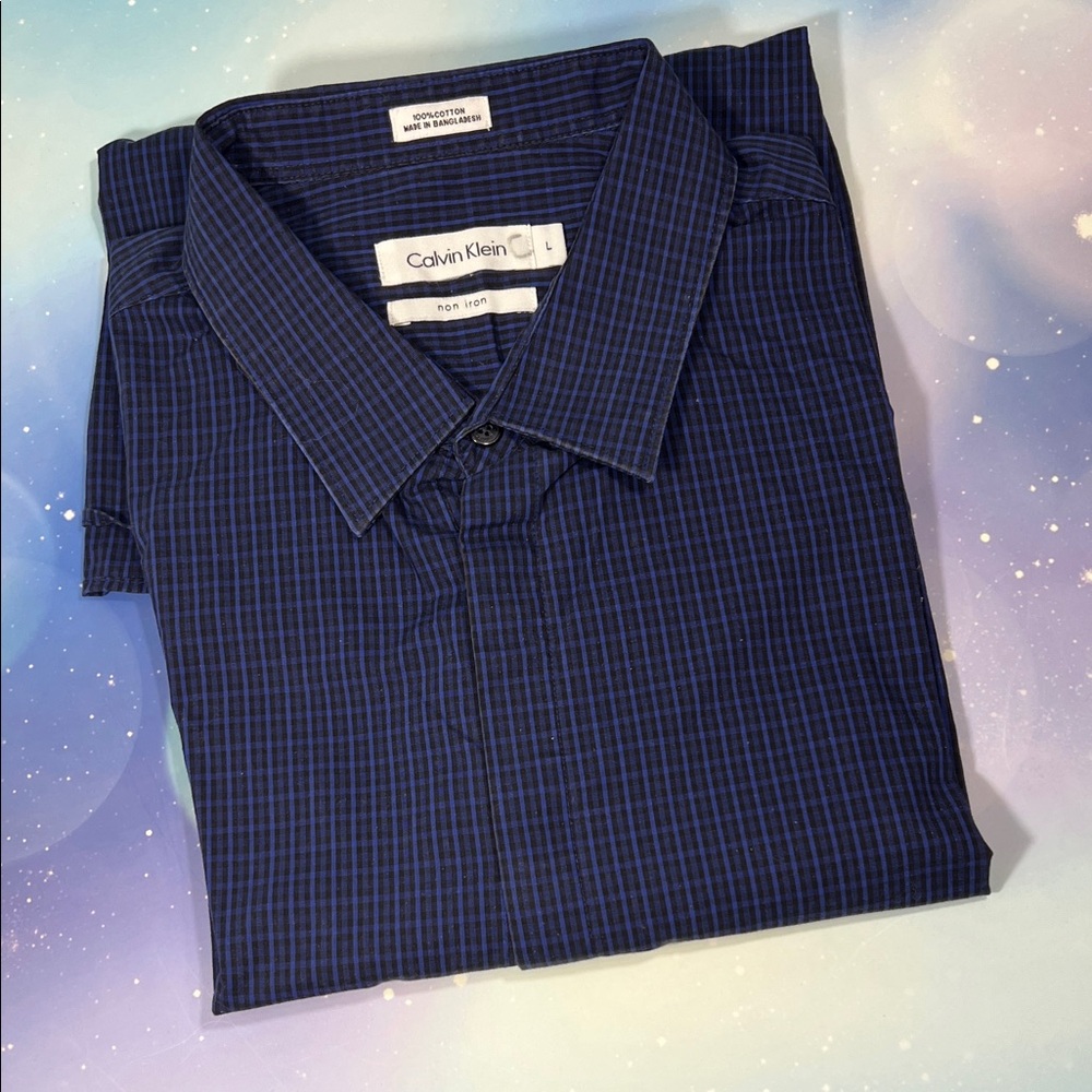 Calvin Klein Men's Navy Plaid Shirt